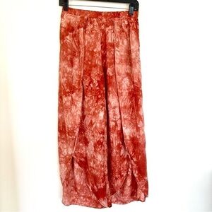 Anthropologie Sage & Sadie Orange Tie Dye Boho Split Hem Pants Size Small